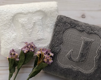 Embossed Monogrammed Towel, Monogrammed Towel