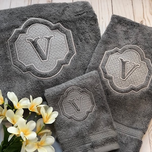 Embossed Rustique Monogrammed Hand Towel