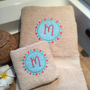 Personalized Initial Embroidered Bath and Hand Towel, Embroidered Initial, Monogrammed hand and bath towel