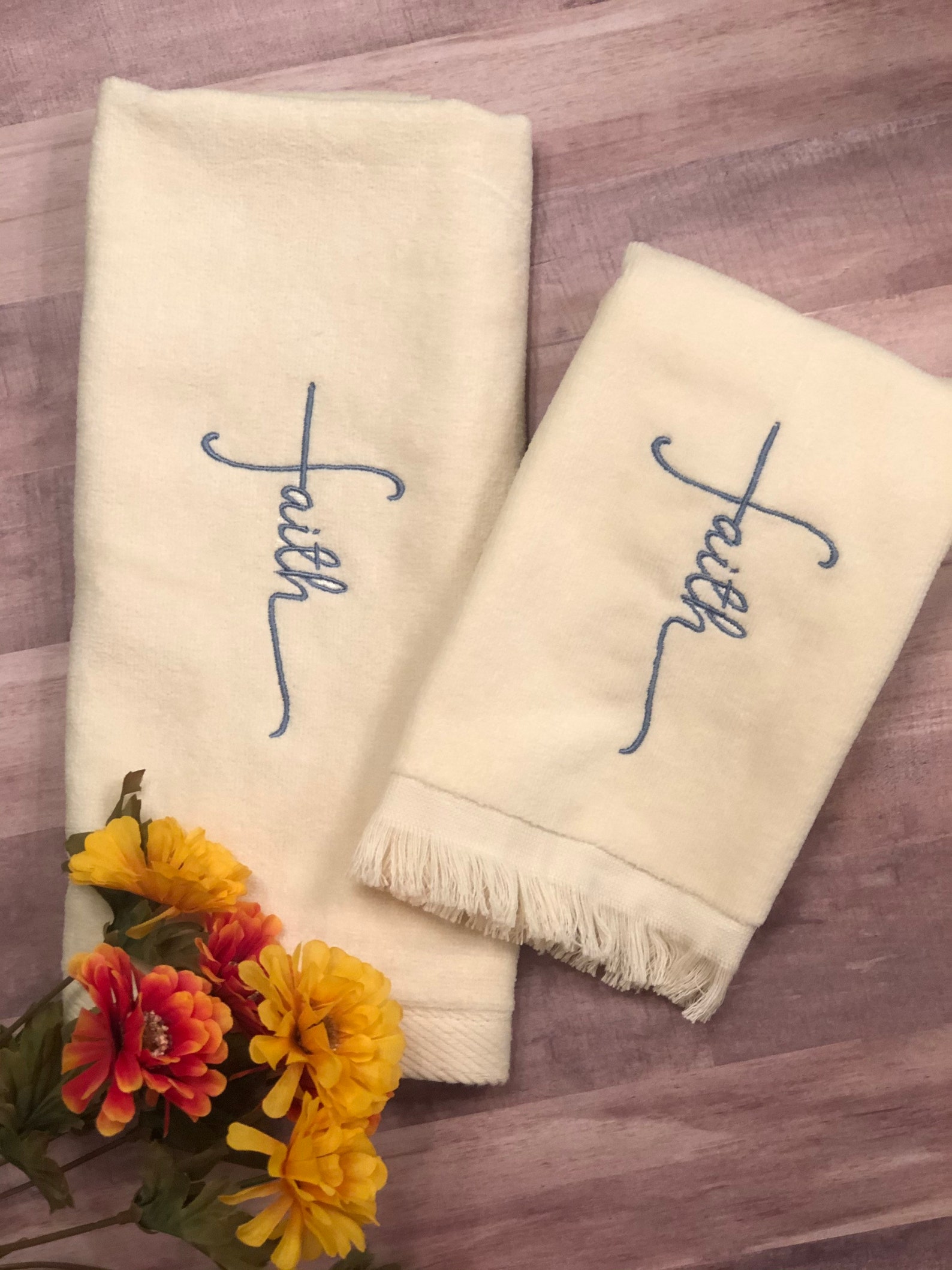 Faith Embroidered Towel Christian Embroidered Towel Etsy UK