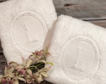 Embossed Oval Monogrammed Hand Towel