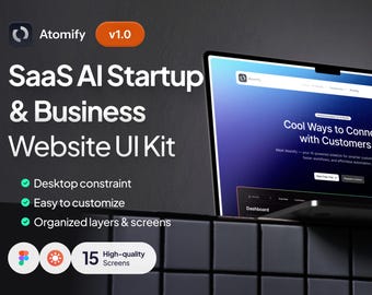 Atomify SaaS Landing Page UI Kit – Modern Website Template for AI Startup, Tech & Business Apps