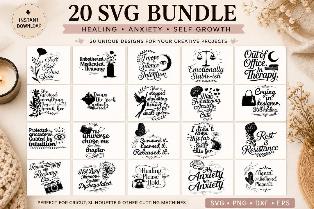 Mental Health Svg Bundle | Therapy Svg | Self Care Svg | Cricut Cut ...