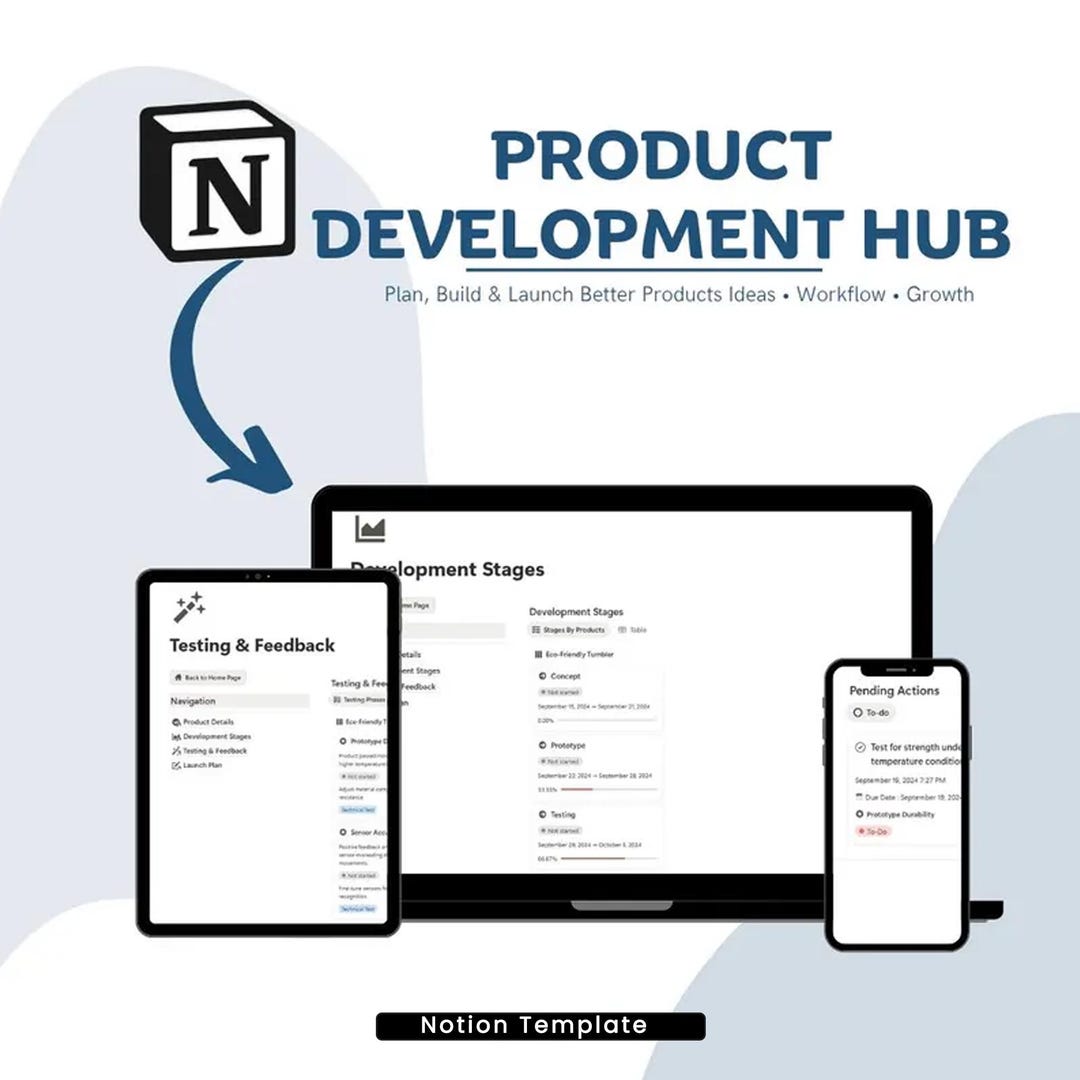 Product Development Hub Notion Template - Etsy