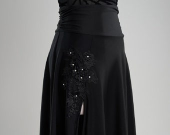 Tango Skirt with Slit, High Low Hem – Ballroom Dance Milonga