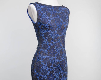 Argentine Tango Dress Black Lace Ruched Low Back,  Boat Neck, Split Tail for Milonga Ballroom Dance Latin Agata Blue Tango With Love