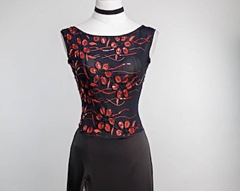 Argentine Tango Dress Showcase Ballroom Latin Red Performance Dance Side Slit Low Back Tail Panel Renata Tango With Love