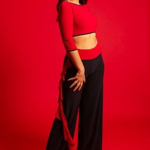 Tango Pant Milonga Practica Ballroom Training Ballroom Flamenco Salsa Bachata Wide Leg Pant Ruffle Ruched Back Tango With Love