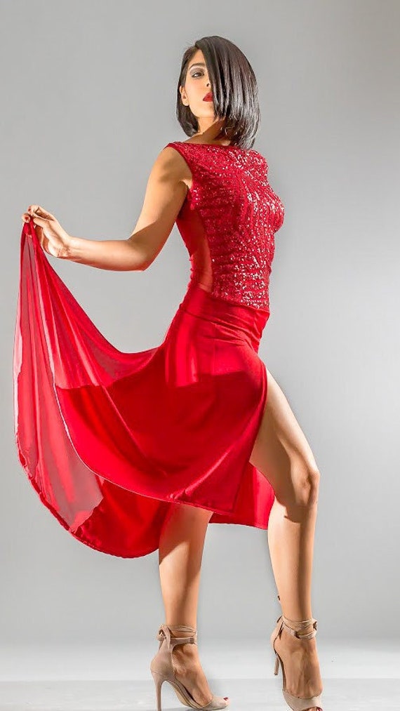 recept Toestemming pleegouders Sequin Tango Dress Red Tango Performance Dress Tango Dress - Etsy