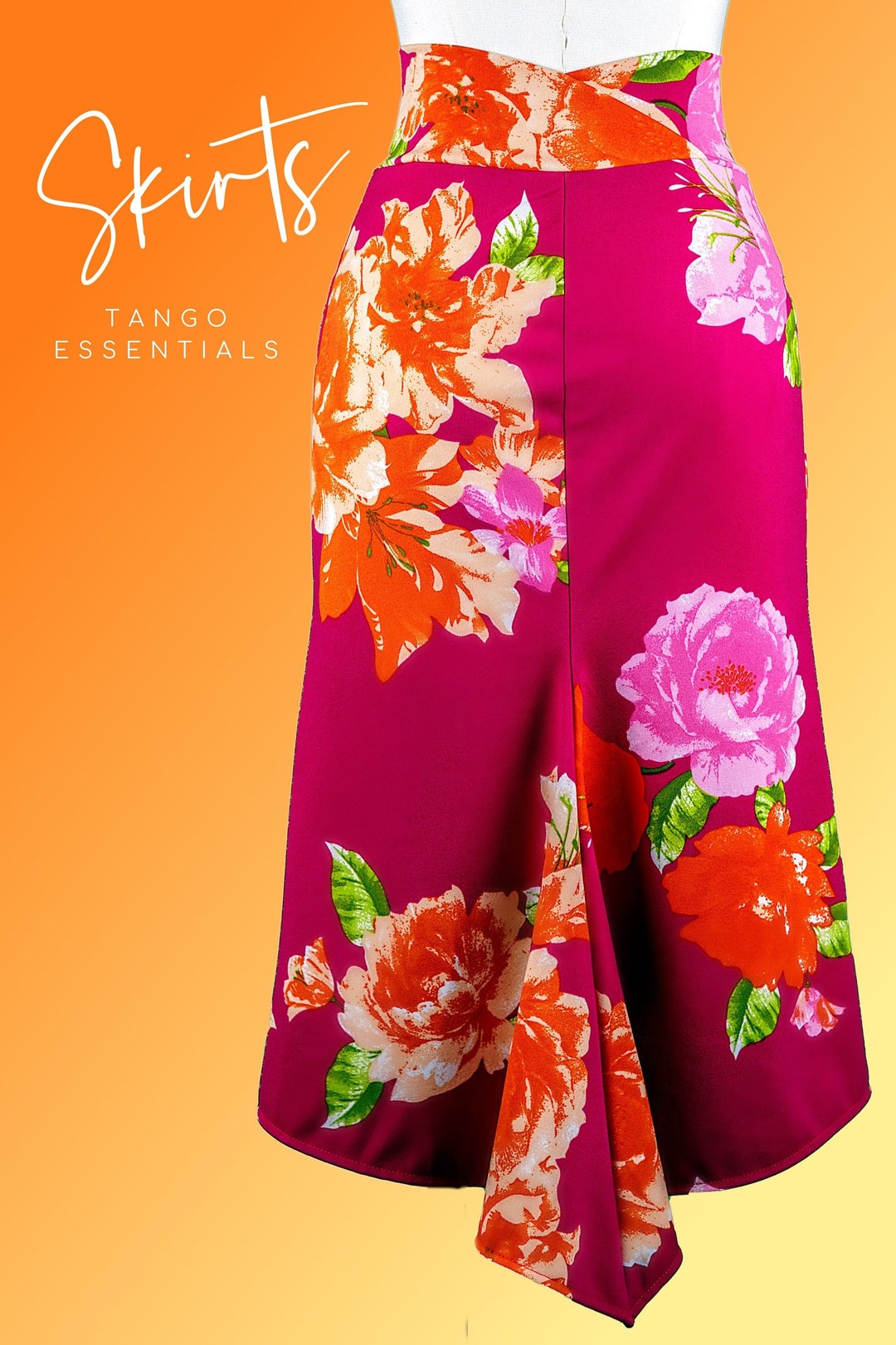 タンゴスカート アルゼンチンタンゴスカート トランペットミディ