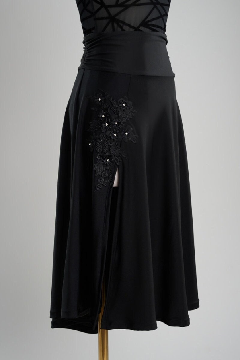 Black Side Slit Midi Skirt