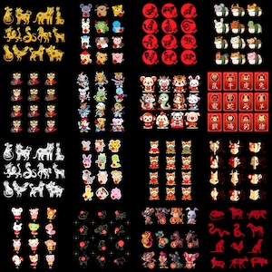 Animal mignon douze signes du zodiaque PNG, Clipart nouvel an lunaire, drôle du zodiaque chinois astrologie Sublimation Design, téléchargement numérique pour Horosco