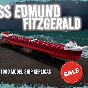 12” SS Edmund Fitzgerald Replica With 50th Year Memorabilia Stand