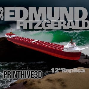 12-inch SS Edmund Fitzgerald-replica met standaard 50e-jaar memorabilia