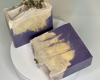 Lavender Vanilla Goat Milk Soap, Moisturizing Cold Process Bar
