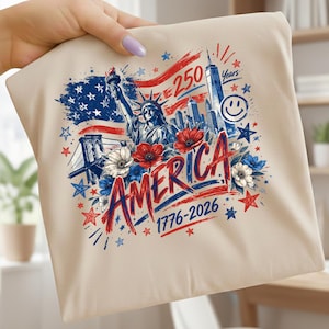 Estados Unidos 1776–2026 250 años PNG Estatua de la Libertad Patriótica Nueva York 4 de julio Diseño de camiseta