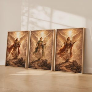 Archangels Wall Art Set of 3 - Michael, Gabriel & Raphael, Religious Art, Christian Printable Art for Catholic Home Decor - Digital Download