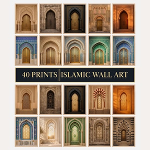 Islamic Wall Art Bundle – Collection of 40 Printable Posters, Mosque Doors & Windows Oriental Prints, Islamic Home Decor – Digital Download