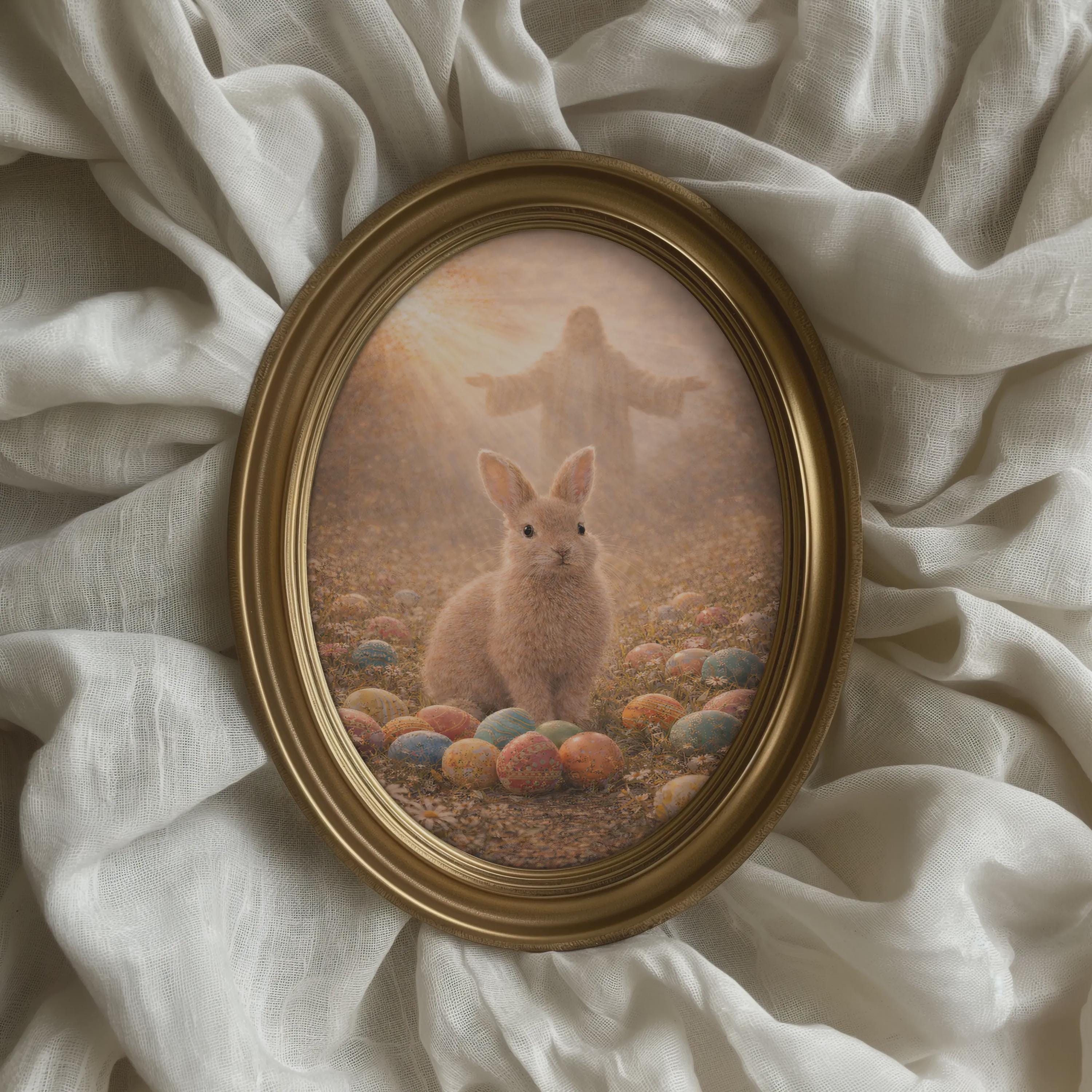 Easter Bunny Wall Art - Religious Art, Jesus Easter Wall Art, Christian ...