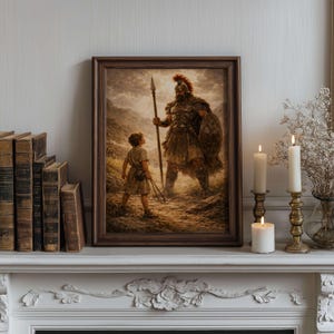 David and Goliath Wall Art - Old Testament 1 Samuel 17:45 Biblical Scene Print, Digital Christian Printable Art for Catholic Home Decor image 9