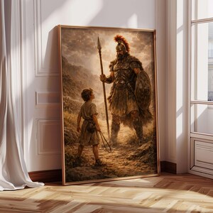 David and Goliath Wall Art - Old Testament 1 Samuel 17:45 Biblical Scene Print, Digital Christian Printable Art for Catholic Home Decor image 7