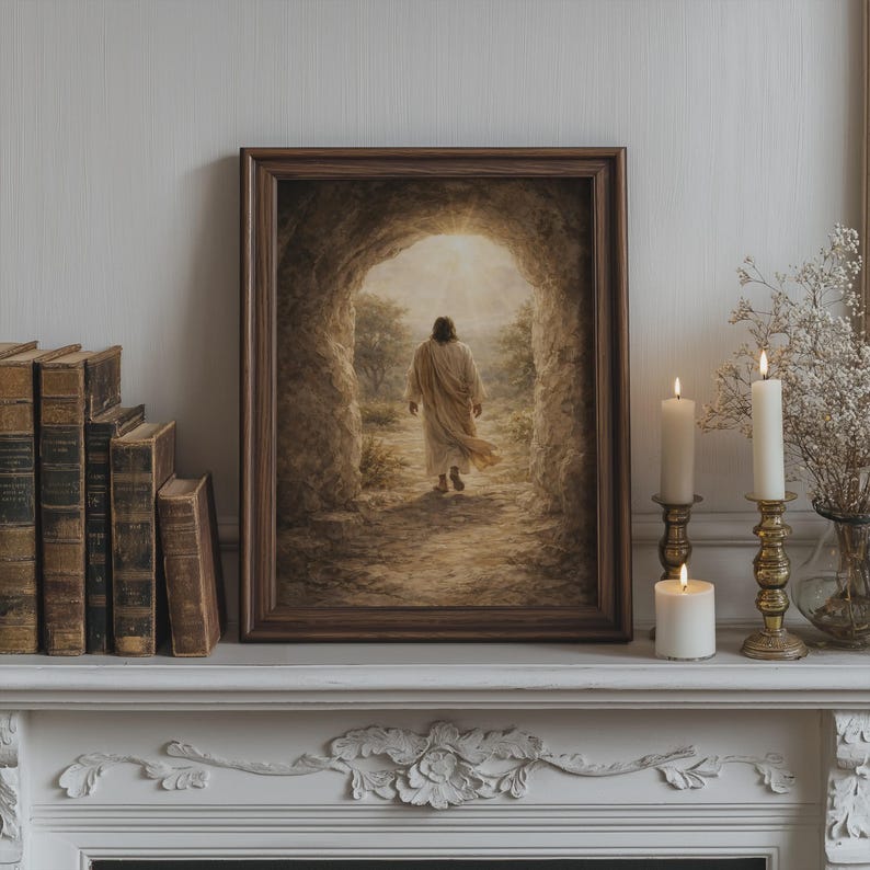 Jesus Resurrection Wall Art – Empty Tomb Christian Print for Easter ...