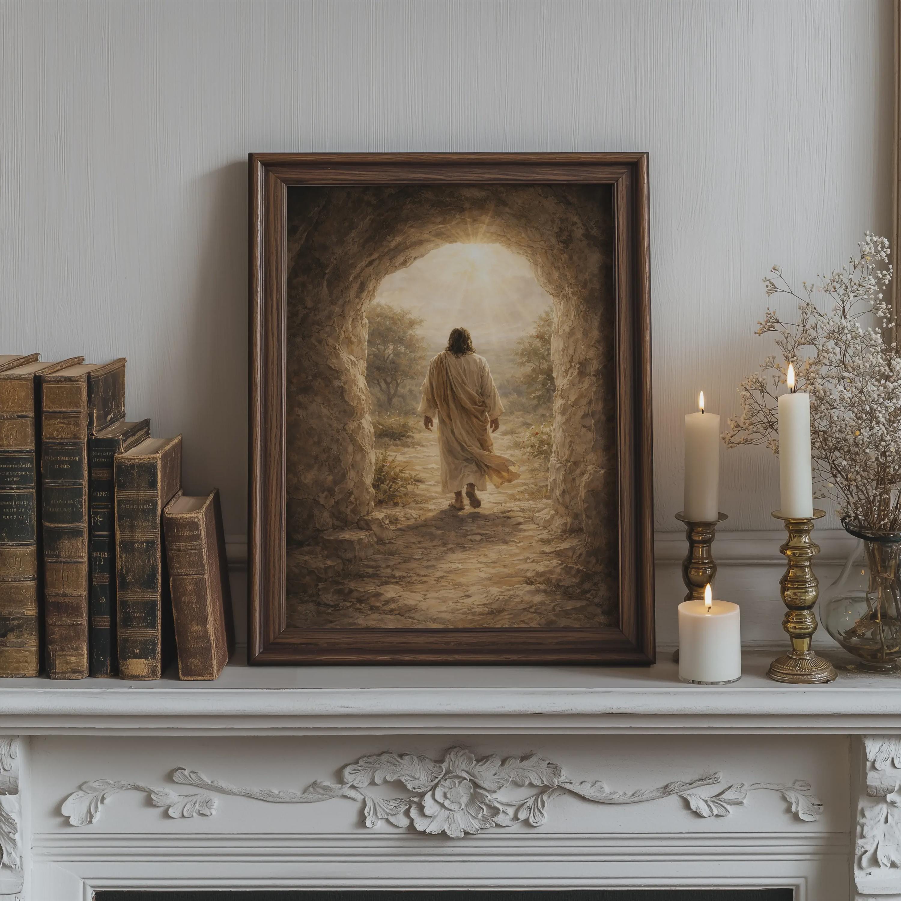 Jesus Resurrection Wall Art – Empty Tomb Christian Print for Easter ...