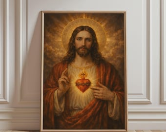 Sacred Heart of Jesus Wall Art - Religious Art, Jesus Print, Christian Printable Art for Catholic Home Decor – Digital Download