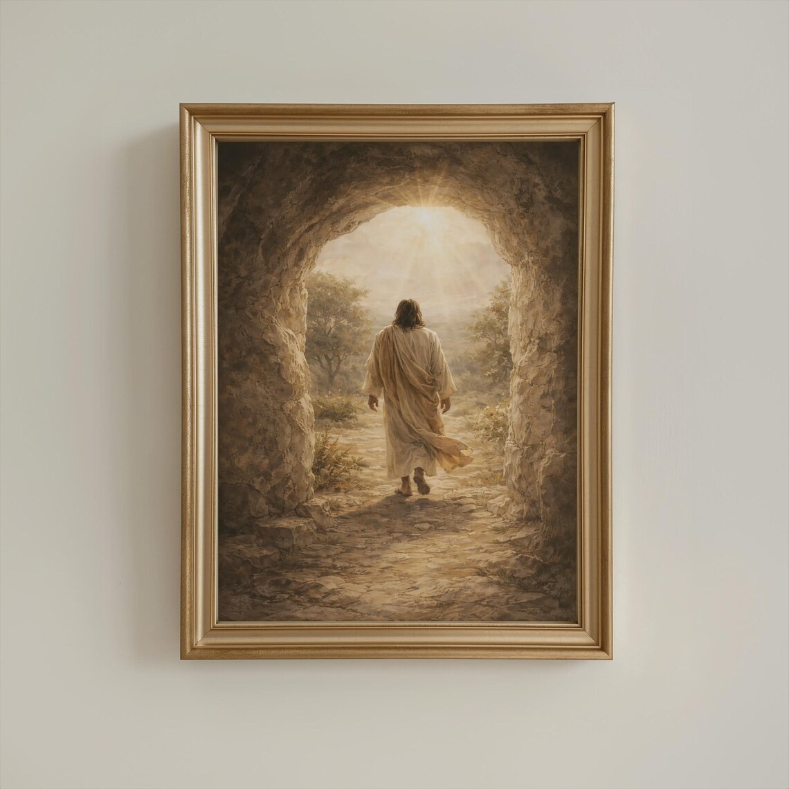 Jesus Resurrection Wall Art – Empty Tomb Christian Print for Easter ...