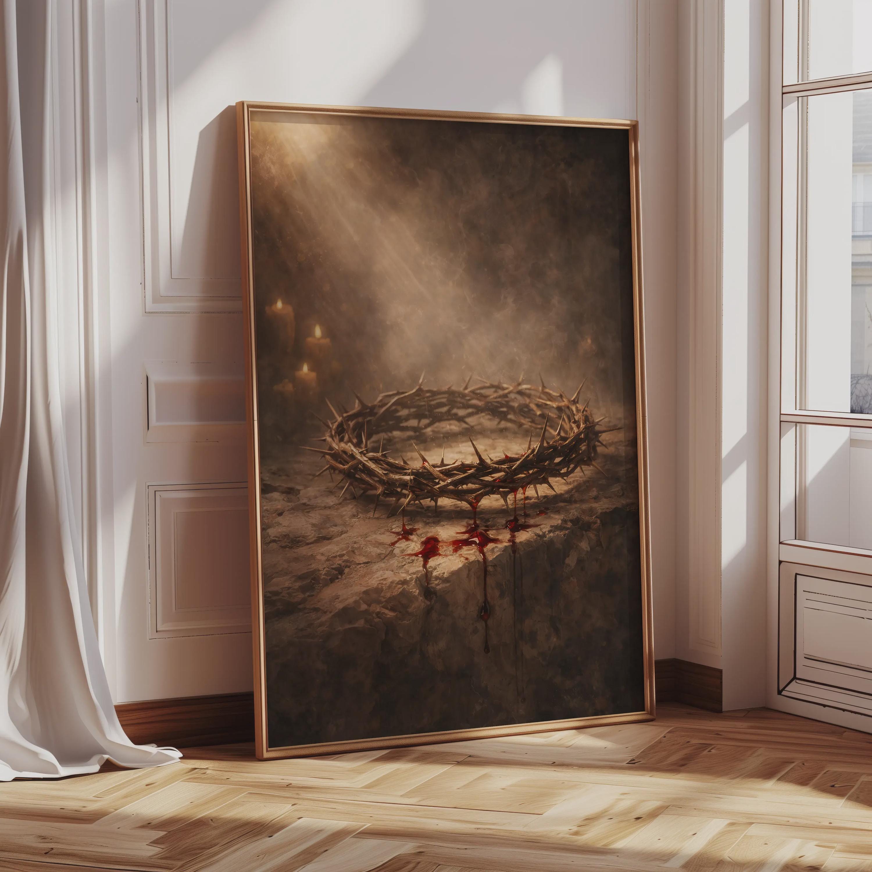 Crown of Thorns Wall Art Print - Jesus Passion Christian Poster, Sacred ...