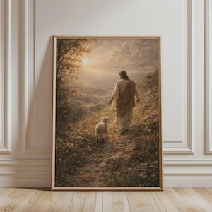 Jesus leaves the 99 Wall Art - Biblical Print, Religious Art, Christian Printable Art for Catholic Home Decor - Digital Download Wall Art