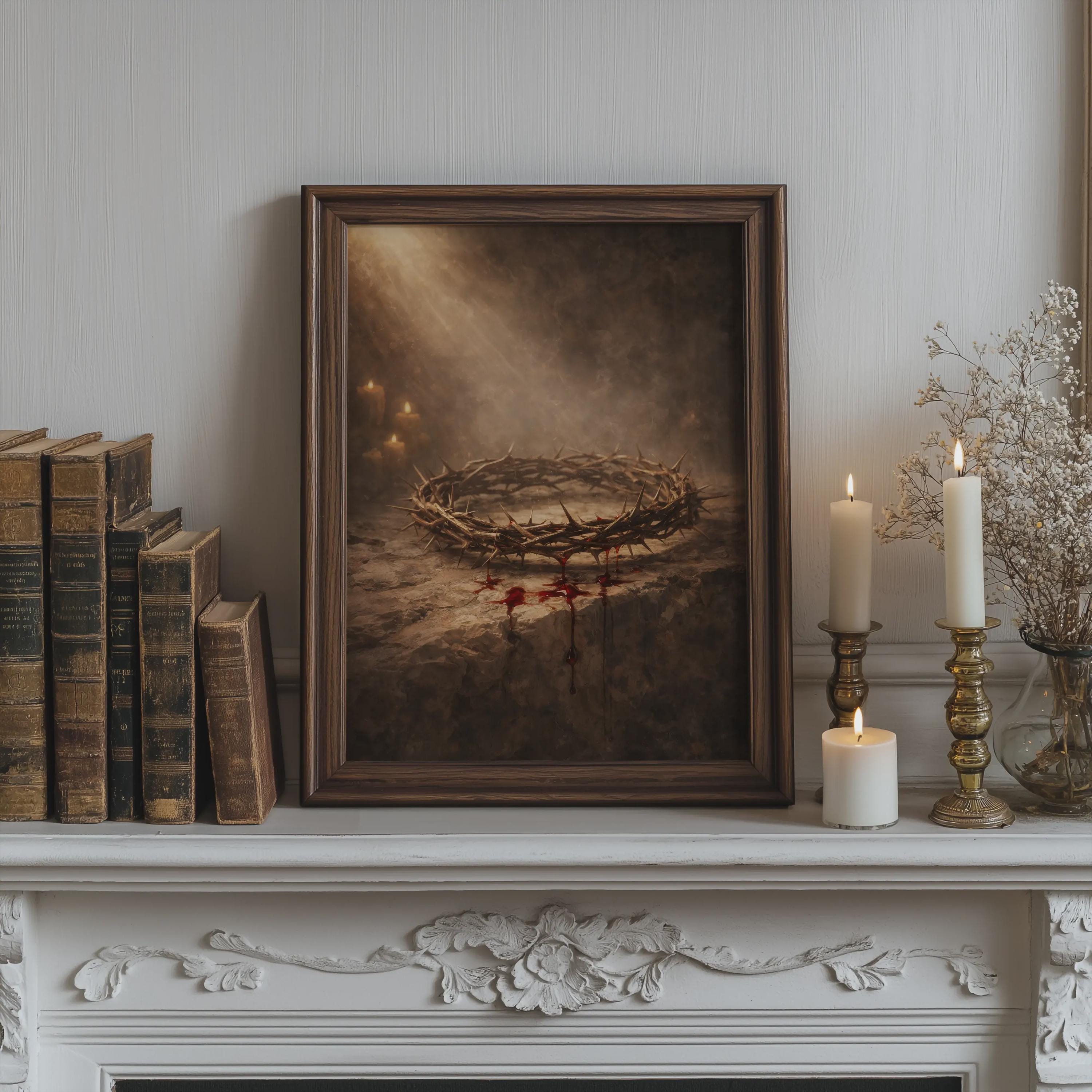 Crown of Thorns Wall Art Print - Jesus Passion Christian Poster, Sacred ...