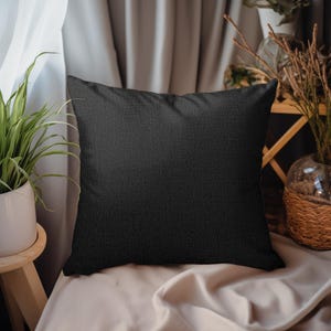 Funda de almohada cuadrada negra lisa / Funda de almohada cuadrada de poliéster hilado