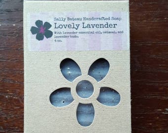 LOVELY LAVENDER- Handcrafted soap with lavender oil and flowers, and oatmeal.