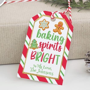 Etiqueta de regalo brillante de Baking Spirits: Etiqueta navideña editable (descarga digital)