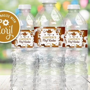 Editable My First Rodeo Water Bottle Labels: Western Printable (Digital Download)