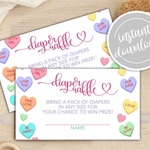 Saint-Valentin, conversation coeurs petite chérie couche-culotte ticket tombola insertion de carte chérie est en route téléchargement immédiat