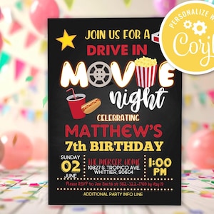 Drive-In Movie Night Invitation Template (Digital Download)
