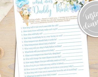 Juego de Baby Shower con Helado: ¿Qué piensa papá? (Descarga digital, tarjetas imprimibles)