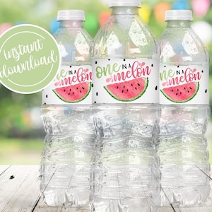 One in a Melon Birthday Water Bottle Labels (Digital Download)