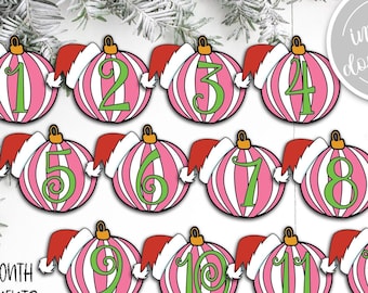 Christmas 1st Birthday Milestone Photo Banner Ornaments (Printable Instant Download) GP6