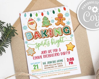 Christmas Cookie Decorating Party Invitation, Editable Template (Digital Download)