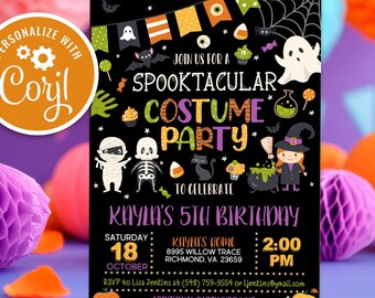 Halloween Costume Birthday Invitation, Spooktacular Party Theme (Editable Digital Download)