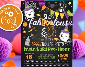 Zaproszenie na 3. urodziny Halloween: Straszny, bajeczny motyw i trzy duchy (do pobrania w wersji cyfrowej)
