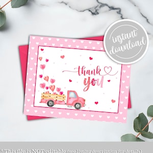 Valentine's Day Sweetheart Baby Shower Birthday Valentine Thank You Card Sweetheart is on the Way Valentine Printable Instant Download