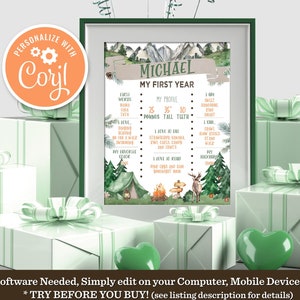 One Happy Camper Milestone Sign: First Birthday Printable (Editable)