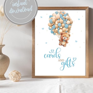 Teddy Bear Hot Air Balloon Baby Shower Sign (Digital Download)