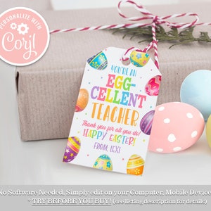 You Are Eggcellent Teacher Appreciation Tag Thank You Tag Easter Basket Gift Tag Kids School Classroom Printable Editable Instant Download