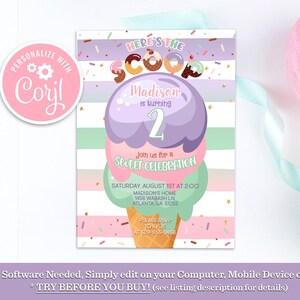 Eis Geburtstagseinladung: Bearbeitbar 1. Geburtstagsfeier (Digitaler Download)