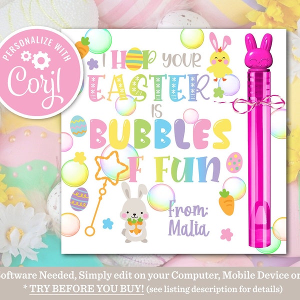 Printable Easter Tag for Bubbles Etsy